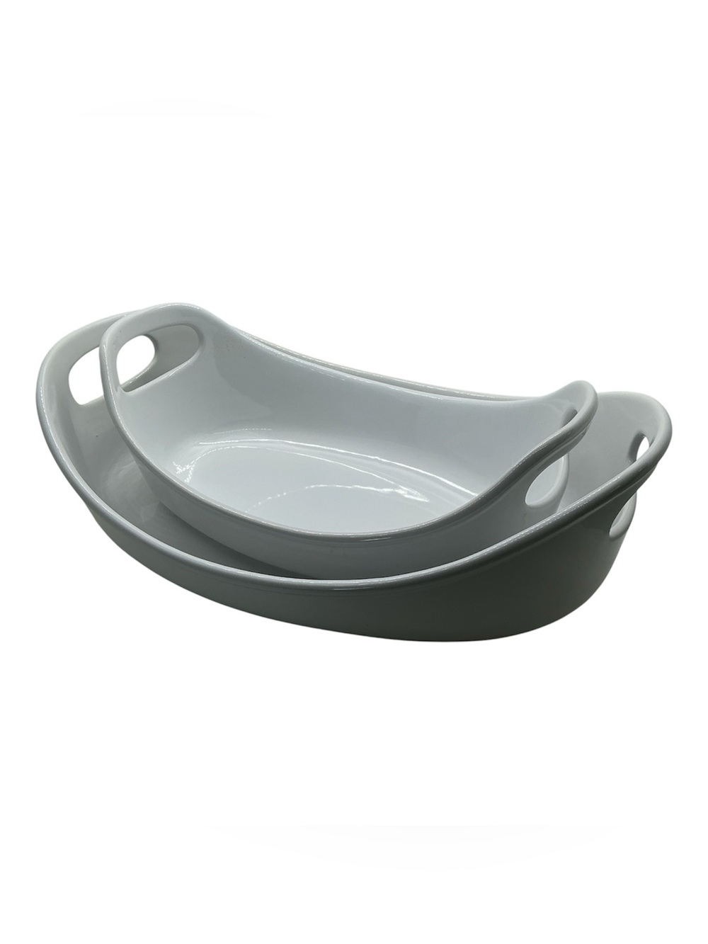 Rachael Ray White 2-Piece Oval Stoneware Set 1.25 & 2.25 qt Bubble & Bake